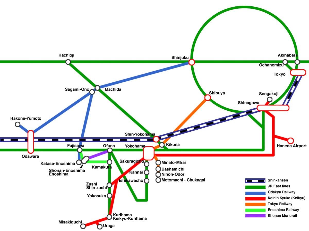 Yokohama carte de la ligne