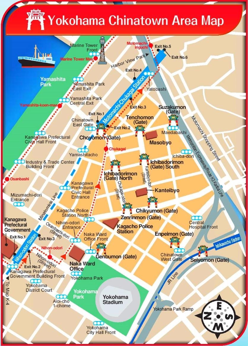 La carte de Yokohama chinatown
