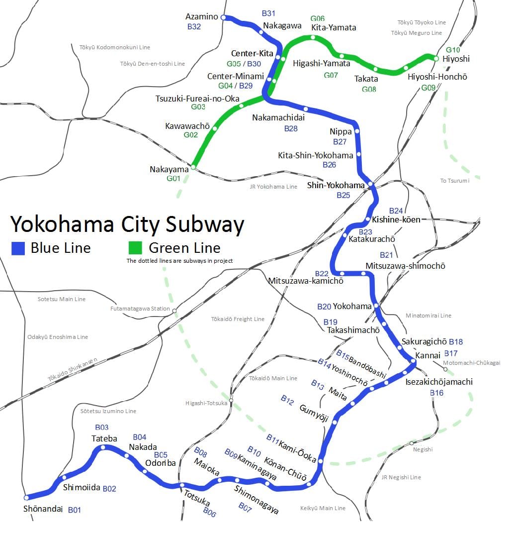 Yokohama plan du métro